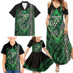 Aotearoa Iwi Ngai Tahu Personalised Family Matching Summer Maxi Dress and Hawaiian Shirt NZ Maori Humpback Whale Taniko Motifs