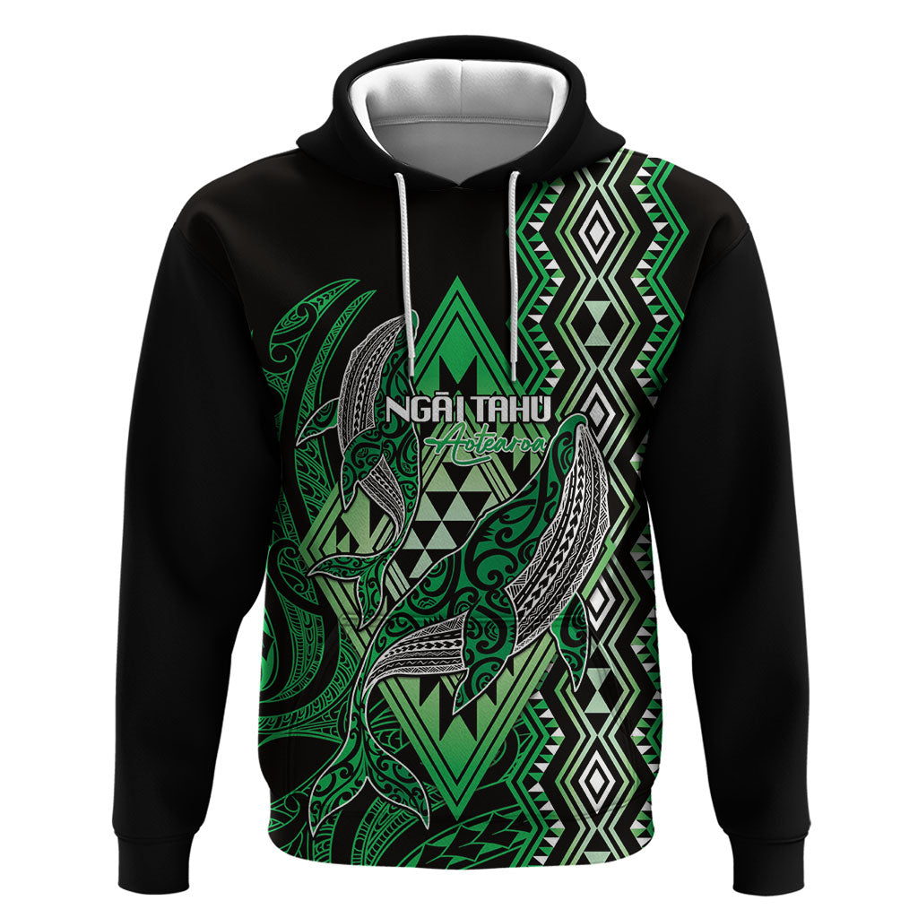 Aotearoa Iwi Ngai Tahu Personalised Hoodie NZ Maori Humpback Whale Taniko Motifs