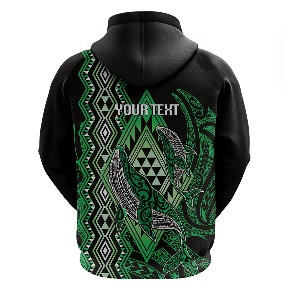 Aotearoa Iwi Ngai Tahu Personalised Hoodie NZ Maori Humpback Whale Taniko Motifs