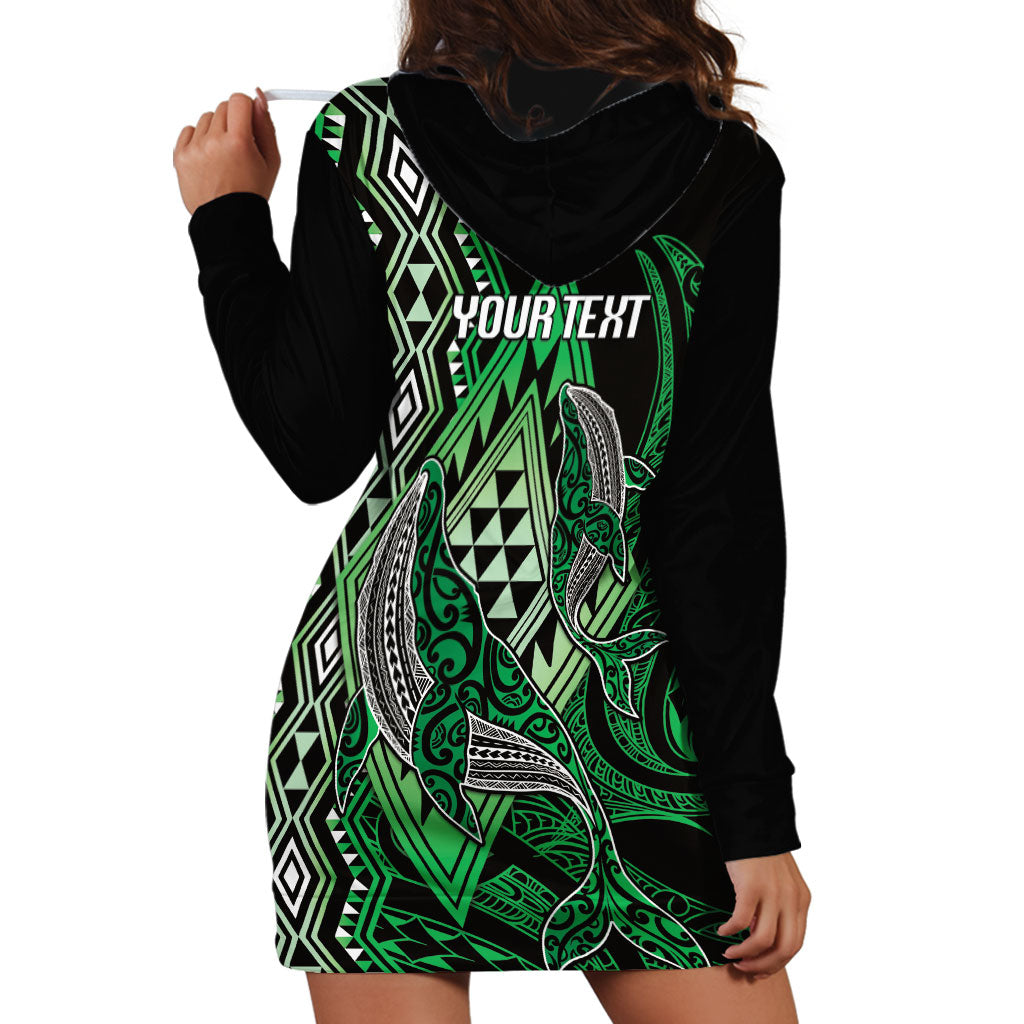 Aotearoa Iwi Ngai Tahu Personalised Hoodie Dress NZ Maori Humpback Whale Taniko Motifs