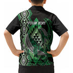 Aotearoa Iwi Ngai Tahu Personalised Kid Hawaiian Shirt NZ Maori Humpback Whale Taniko Motifs