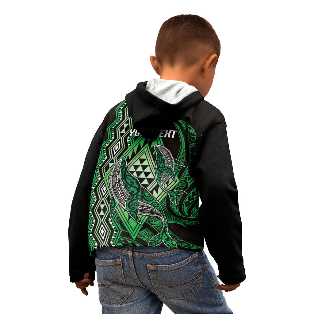 Aotearoa Iwi Ngai Tahu Personalised Kid Hoodie NZ Maori Humpback Whale Taniko Motifs
