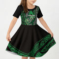 Aotearoa Iwi Ngai Tahu Personalised Kid Short Sleeve Dress NZ Maori Humpback Whale Taniko Motifs