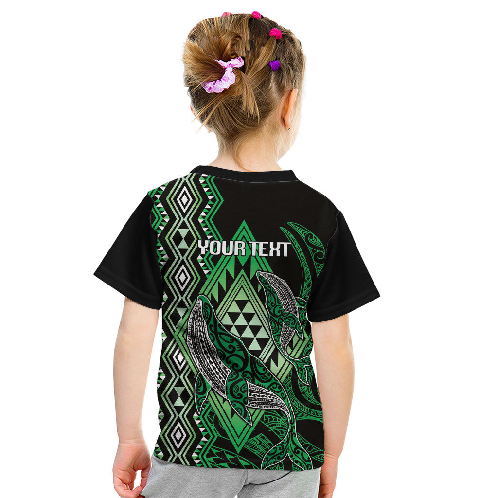 Aotearoa Iwi Ngai Tahu Personalised Kid T Shirt NZ Maori Humpback Whale Taniko Motifs