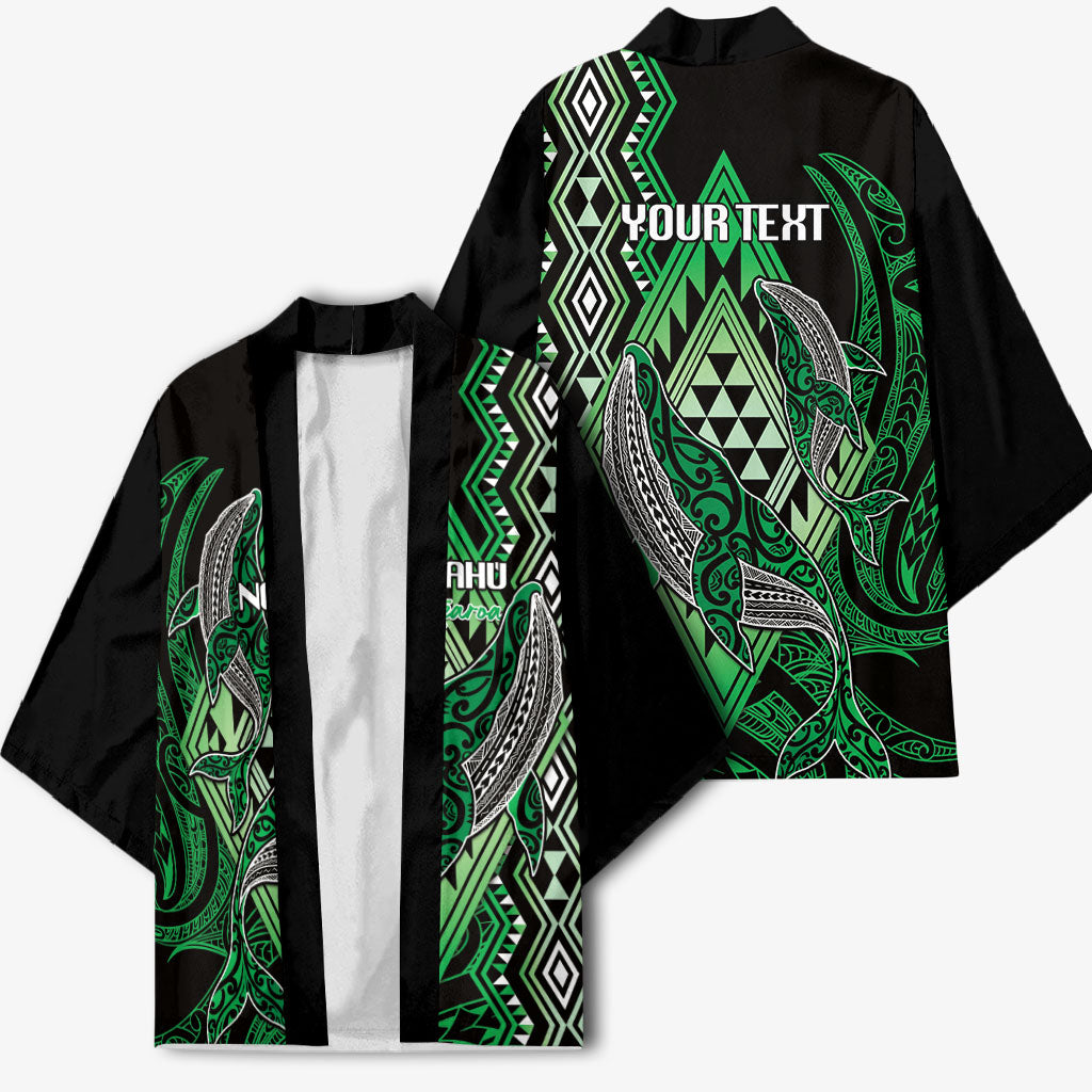 Aotearoa Iwi Ngai Tahu Personalised Kimono NZ Maori Humpback Whale Taniko Motifs