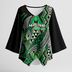 Aotearoa Iwi Ngai Tahu Personalised Kimono Sleeve Blouse NZ Maori Humpback Whale Taniko Motifs