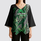 Aotearoa Iwi Ngai Tahu Personalised Kimono Sleeve Blouse NZ Maori Humpback Whale Taniko Motifs