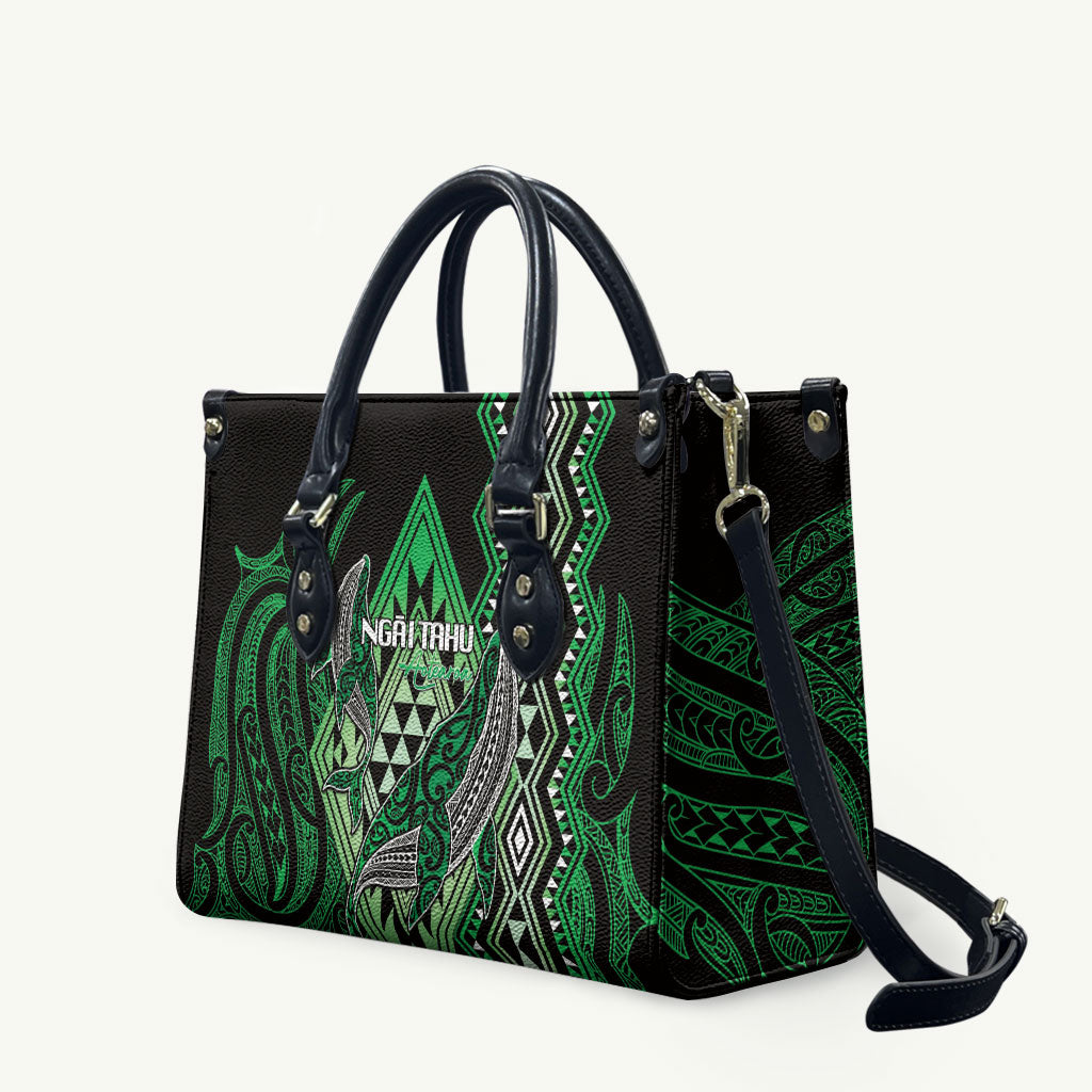Aotearoa Iwi Ngai Tahu Leather Bag NZ Maori Humpback Whale Taniko Motifs