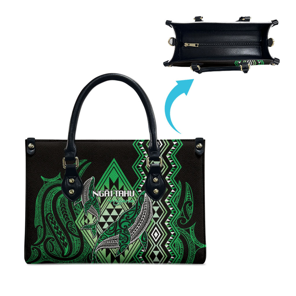 Aotearoa Iwi Ngai Tahu Leather Bag NZ Maori Humpback Whale Taniko Motifs