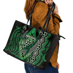 Aotearoa Iwi Ngai Tahu Leather Tote Bag NZ Maori Humpback Whale Taniko Motifs