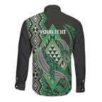Aotearoa Iwi Ngai Tahu Personalised Long Sleeve Button Shirt NZ Maori Humpback Whale Taniko Motifs