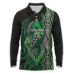 Aotearoa Iwi Ngai Tahu Personalised Long Sleeve Polo Shirt NZ Maori Humpback Whale Taniko Motifs