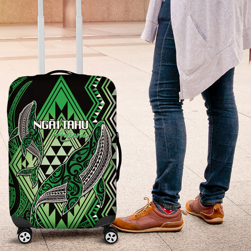 Aotearoa Iwi Ngai Tahu Luggage Cover NZ Maori Humpback Whale Taniko Motifs