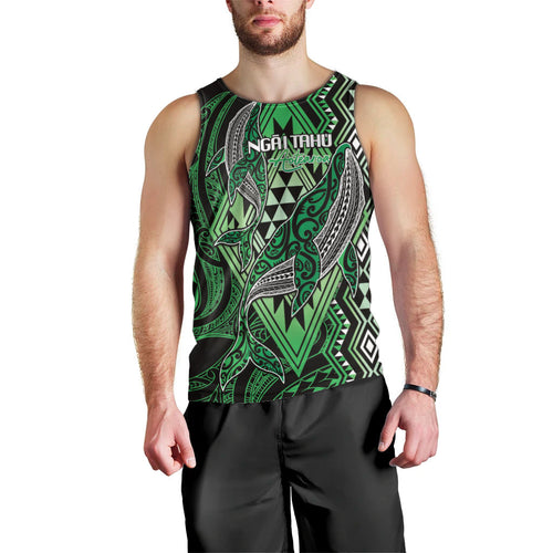 Aotearoa Iwi Ngai Tahu Personalised Men Tank Top NZ Maori Humpback Whale Taniko Motifs