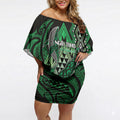 Aotearoa Iwi Ngai Tahu Personalised Off Shoulder Short Dress NZ Maori Humpback Whale Taniko Motifs