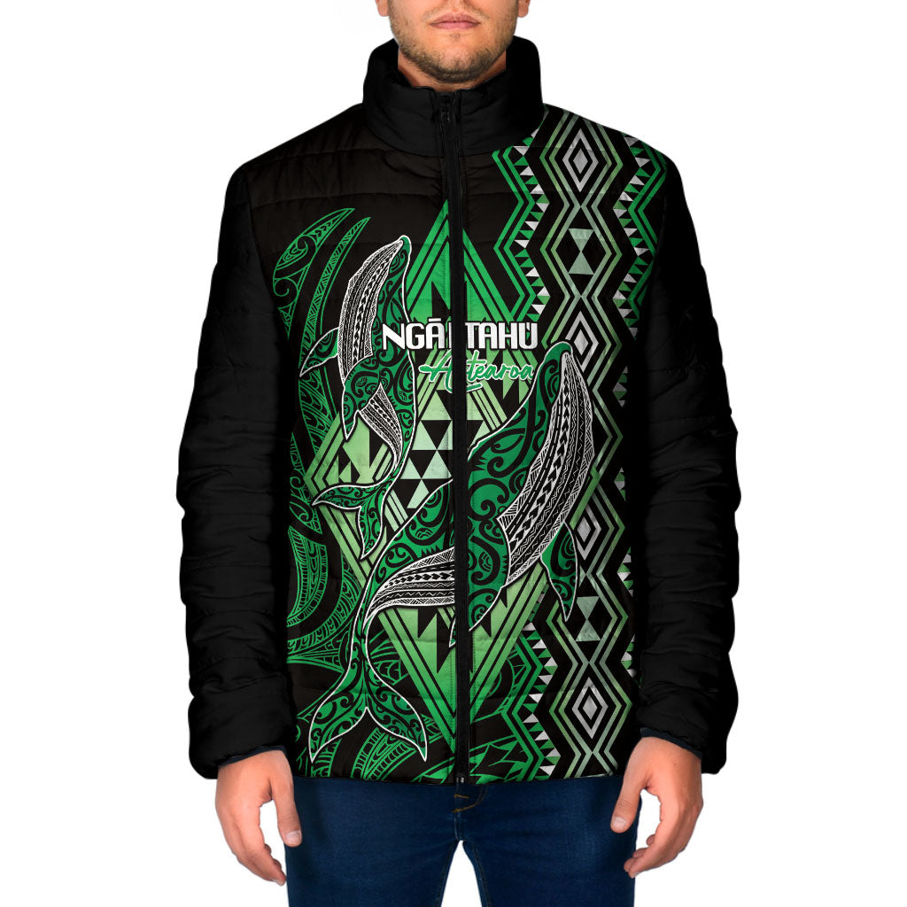 Aotearoa Iwi Ngai Tahu Personalised Padded Jacket NZ Maori Humpback Whale Taniko Motifs