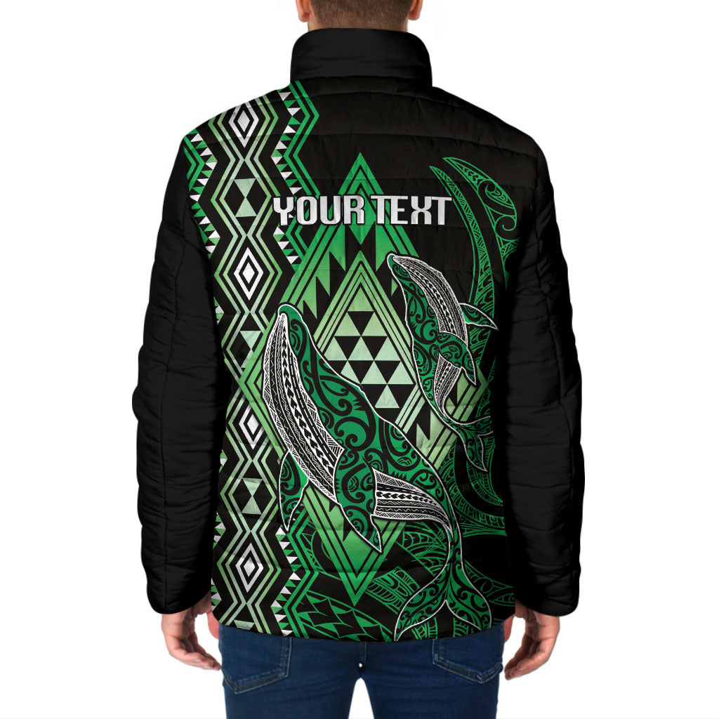 Aotearoa Iwi Ngai Tahu Personalised Padded Jacket NZ Maori Humpback Whale Taniko Motifs