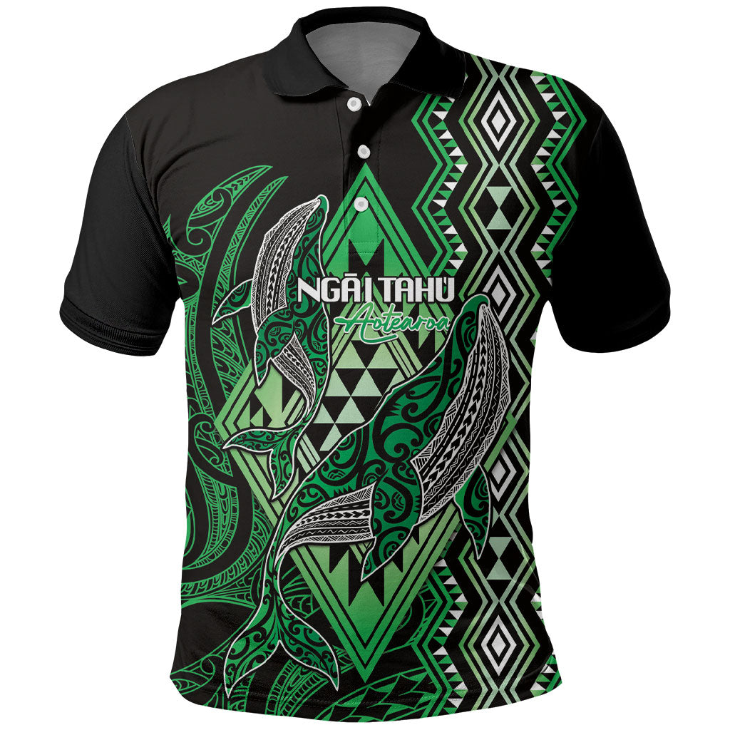 Aotearoa Iwi Ngai Tahu Personalised Polo Shirt NZ Maori Humpback Whale Taniko Motifs