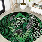 Aotearoa Iwi Ngai Tahu Round Carpet NZ Maori Humpback Whale Taniko Motifs