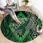 Aotearoa Iwi Ngai Tahu Round Carpet NZ Maori Humpback Whale Taniko Motifs