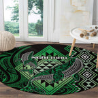 Aotearoa Iwi Ngai Tahu Round Carpet NZ Maori Humpback Whale Taniko Motifs