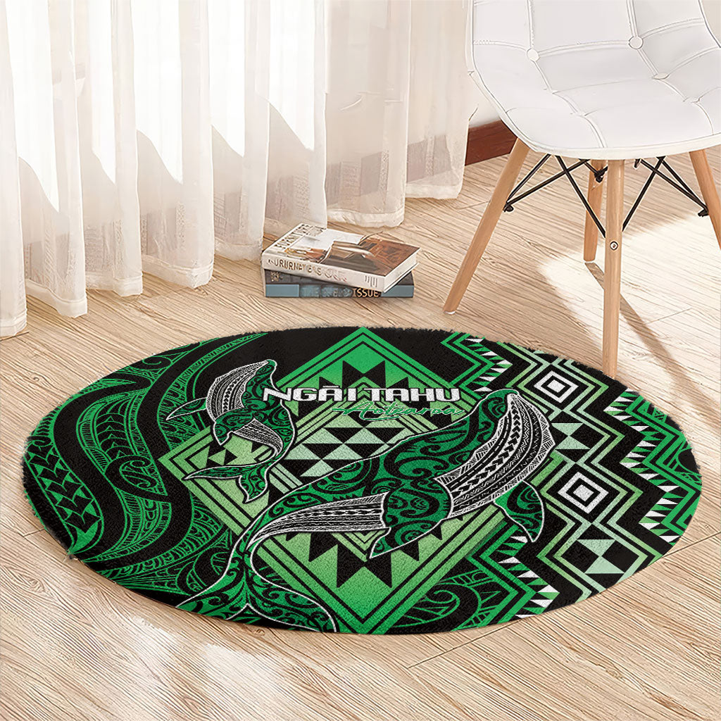 Aotearoa Iwi Ngai Tahu Round Carpet NZ Maori Humpback Whale Taniko Motifs
