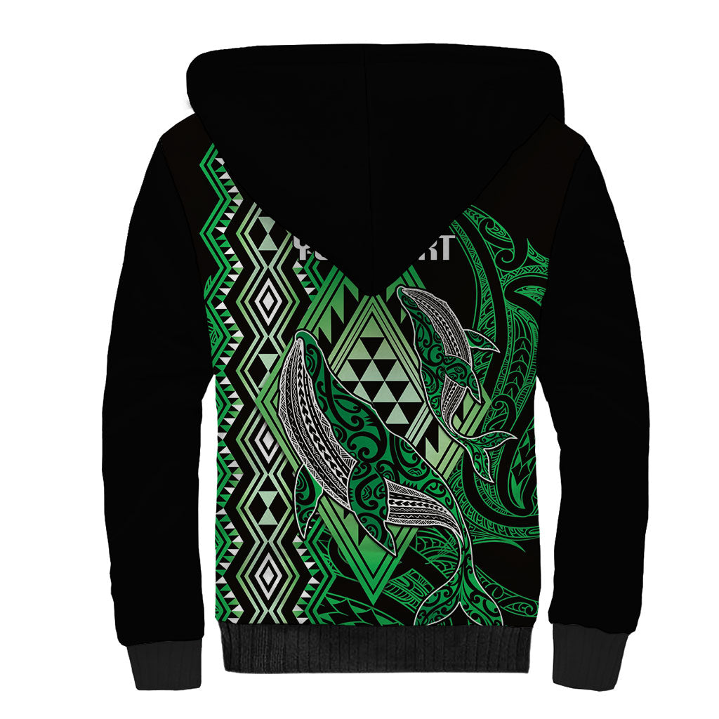 Aotearoa Iwi Ngai Tahu Personalised Sherpa Hoodie NZ Maori Humpback Whale Taniko Motifs