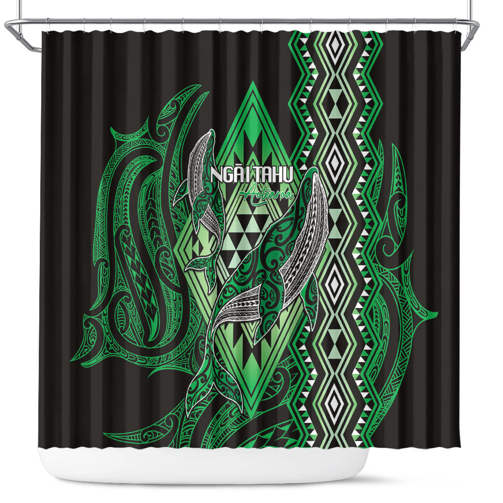 Aotearoa Iwi Ngai Tahu Shower Curtain NZ Maori Humpback Whale Taniko Motifs