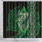 Aotearoa Iwi Ngai Tahu Shower Curtain NZ Maori Humpback Whale Taniko Motifs