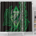 Aotearoa Iwi Ngai Tahu Shower Curtain NZ Maori Humpback Whale Taniko Motifs