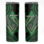 Aotearoa Iwi Ngai Tahu Personalised Skinny Tumbler NZ Maori Humpback Whale Taniko Motifs