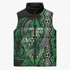 Aotearoa Iwi Ngai Tahu Personalised Sleeveless Puffer Jacket NZ Maori Humpback Whale Taniko Motifs