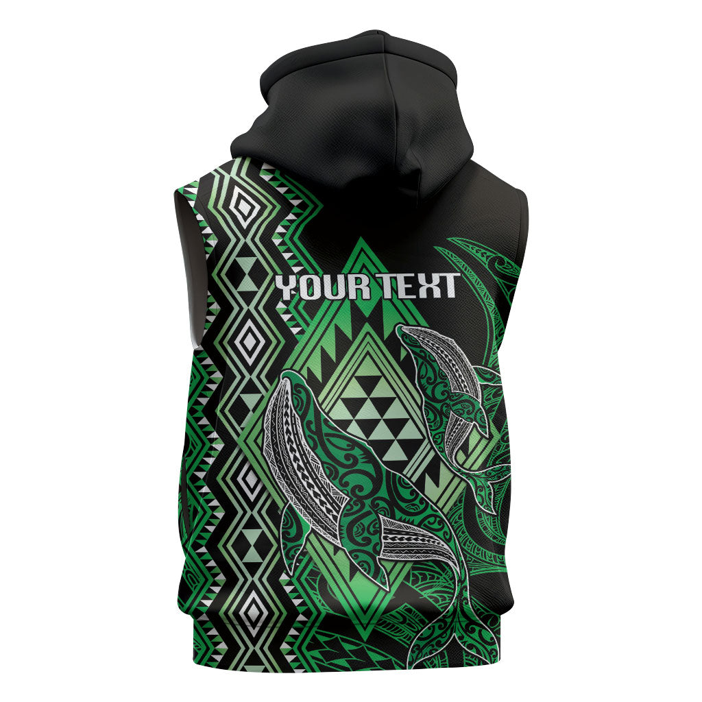 Aotearoa Iwi Ngai Tahu Personalised Sleeveless Zip Hoodie NZ Maori Humpback Whale Taniko Motifs
