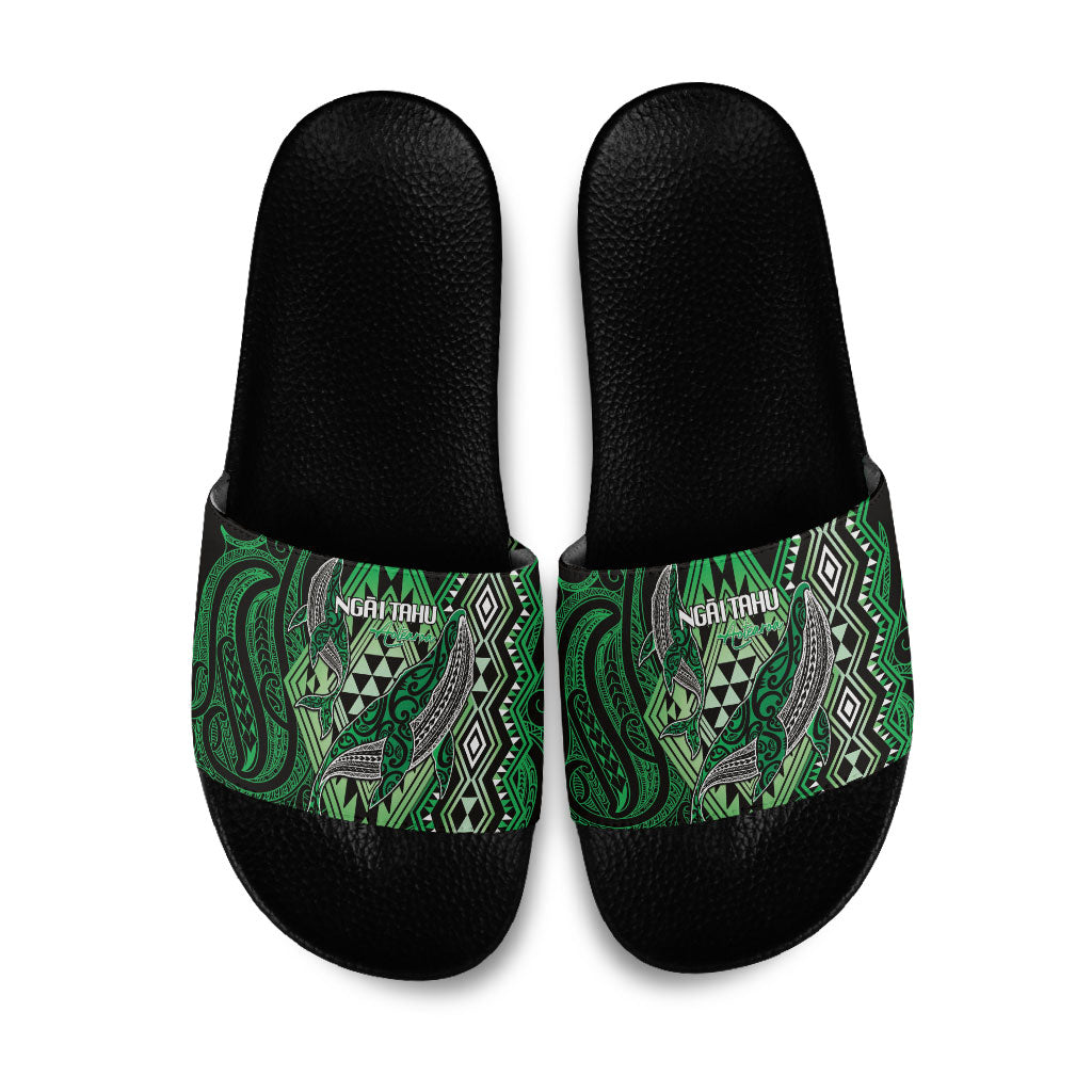 Aotearoa Iwi Ngai Tahu Slide Sandals NZ Maori Humpback Whale Taniko Motifs