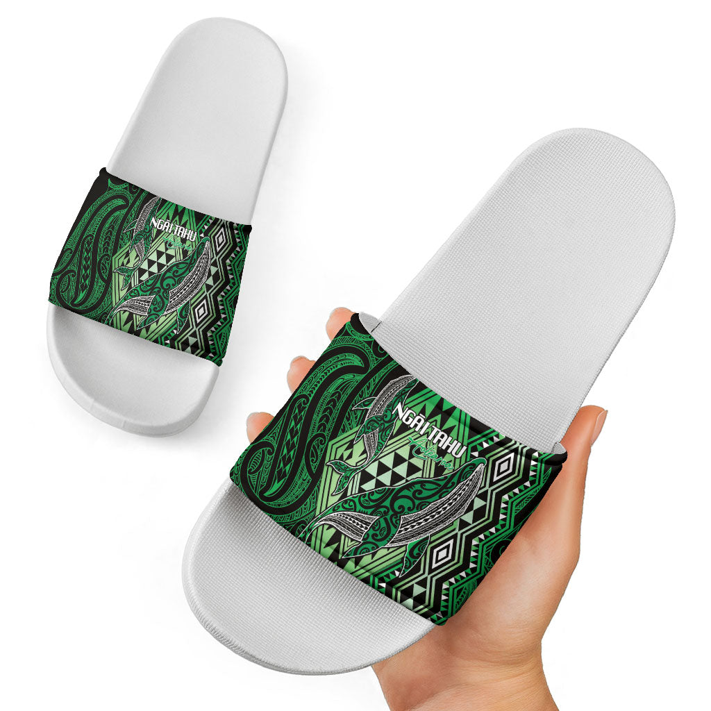 Aotearoa Iwi Ngai Tahu Slide Sandals NZ Maori Humpback Whale Taniko Motifs