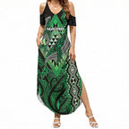 Aotearoa Iwi Ngai Tahu Personalised Summer Maxi Dress NZ Maori Humpback Whale Taniko Motifs
