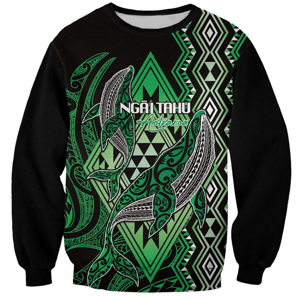 Aotearoa Iwi Ngai Tahu Personalised Sweatshirt NZ Maori Humpback Whale Taniko Motifs