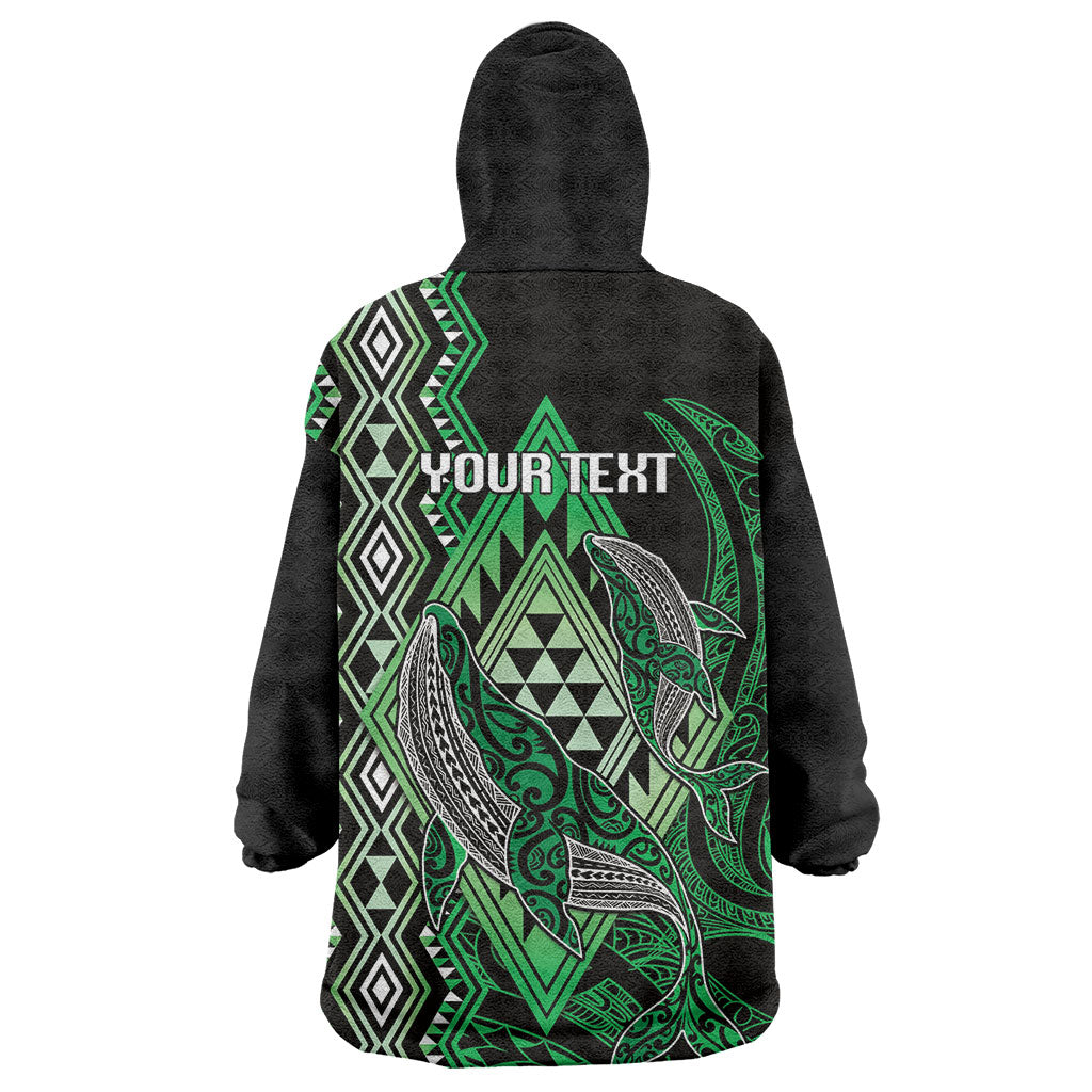 Aotearoa Iwi Ngai Tahu Personalised Wearable Blanket Hoodie NZ Maori Humpback Whale Taniko Motifs