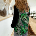 Aotearoa Iwi Ngai Tahu Personalised Women Casual Shirt NZ Maori Humpback Whale Taniko Motifs
