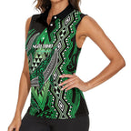 Aotearoa Iwi Ngai Tahu Personalised Women Sleeveless Polo Shirt NZ Maori Humpback Whale Taniko Motifs