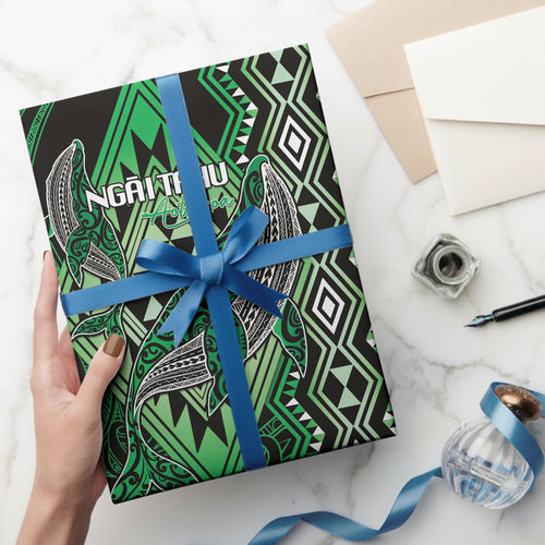 Aotearoa Iwi Ngai Tahu Wrapping Paper NZ Maori Humpback Whale Taniko Motifs