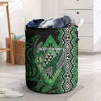 Aotearoa Iwi Ngati Pikiao Laundry Basket NZ Maori Humpback Whale Taniko Motifs