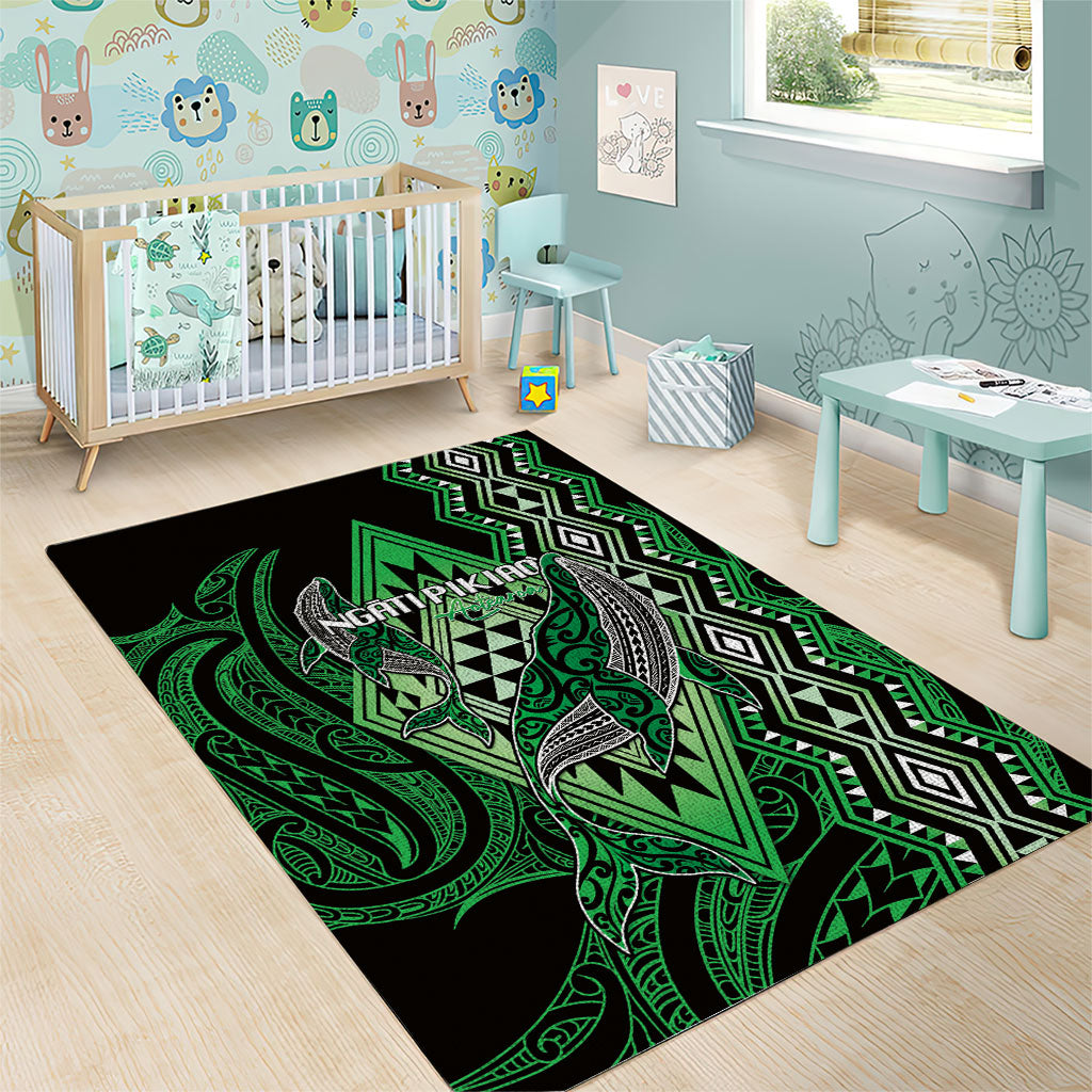 Aotearoa Iwi Ngati Pikiao Area Rug NZ Maori Humpback Whale Taniko Motifs