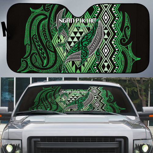 Aotearoa Iwi Ngati Pikiao Auto Sun Shade NZ Maori Humpback Whale Taniko Motifs