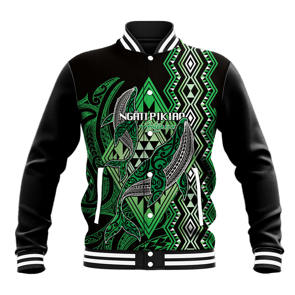 Aotearoa Iwi Ngati Pikiao Personalised Baseball Jacket NZ Maori Humpback Whale Taniko Motifs