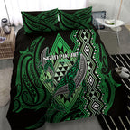 Aotearoa Iwi Ngati Pikiao Bedding Set NZ Maori Humpback Whale Taniko Motifs