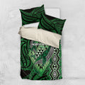 Aotearoa Iwi Ngati Pikiao Bedding Set NZ Maori Humpback Whale Taniko Motifs