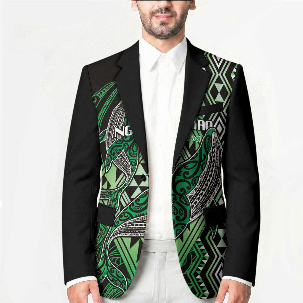 Aotearoa Iwi Ngati Pikiao Personalised Blazer NZ Maori Humpback Whale Taniko Motifs