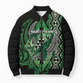 Aotearoa Iwi Ngati Pikiao Personalised Bomber Puffer Jacket NZ Maori Humpback Whale Taniko Motifs