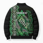 Aotearoa Iwi Ngati Pikiao Personalised Bomber Puffer Jacket NZ Maori Humpback Whale Taniko Motifs